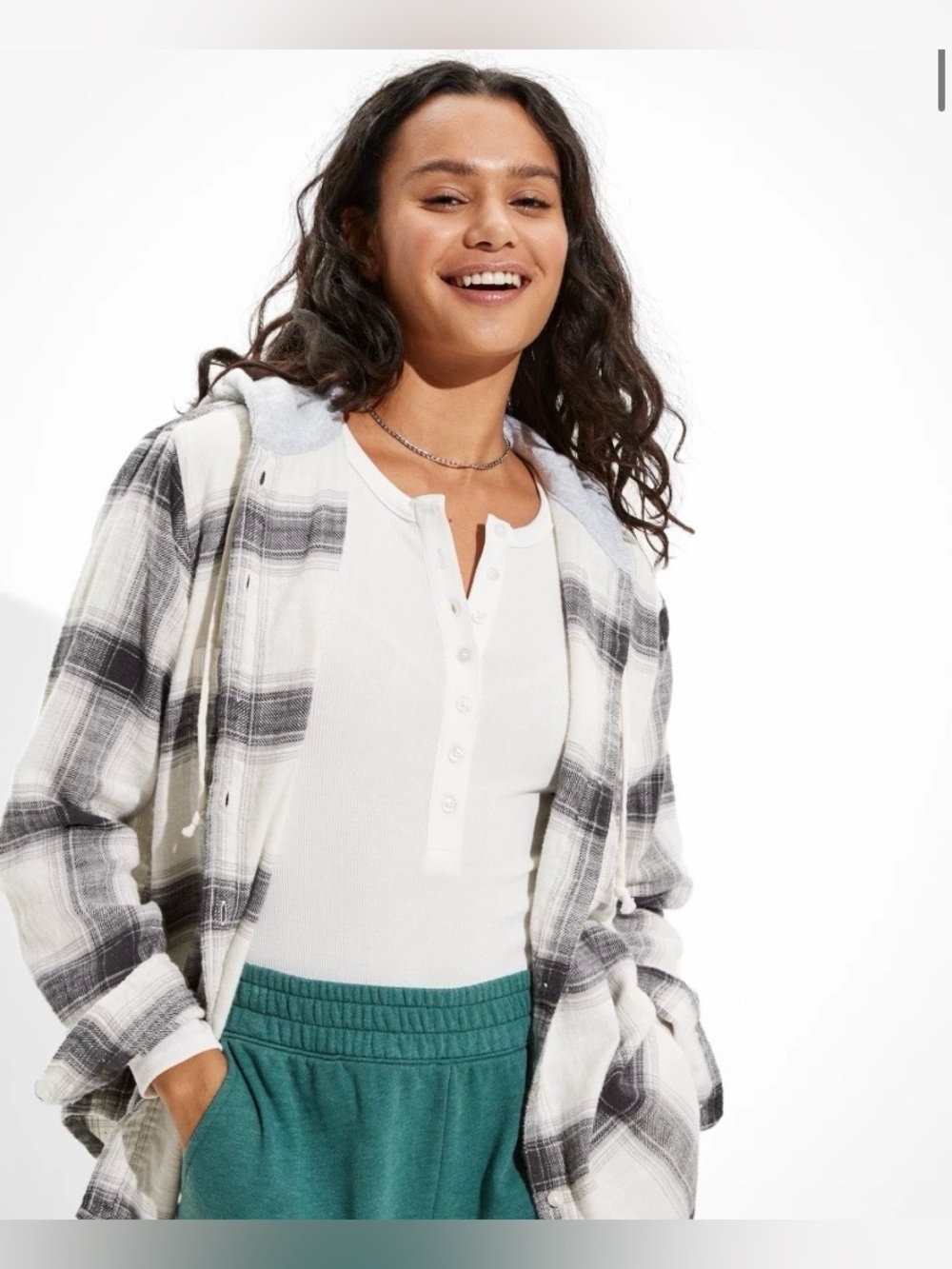 AE Oversized Cozy Flannel Lumberjack Hoodie Size Large